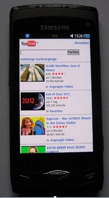 Abbildung 1: Mobile Youtube-Anwendung - Stand 07.01.2011